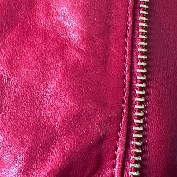 Michael Kors Red Leather Zip Pocket Shoulder Hobo Bag Gold Hardware MK Logo - Picture 4 of 6